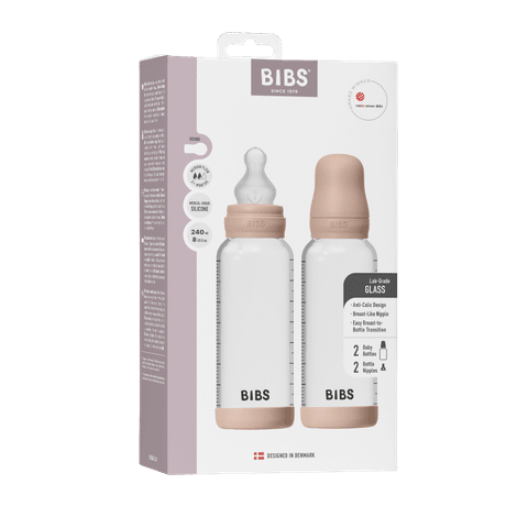 Baby Glass Bottle Set 240ml 2 Pack Silicone - Blush