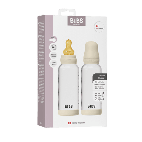 Baby Glass Bottle Set 240ml 2 Pack Latex - Ivory