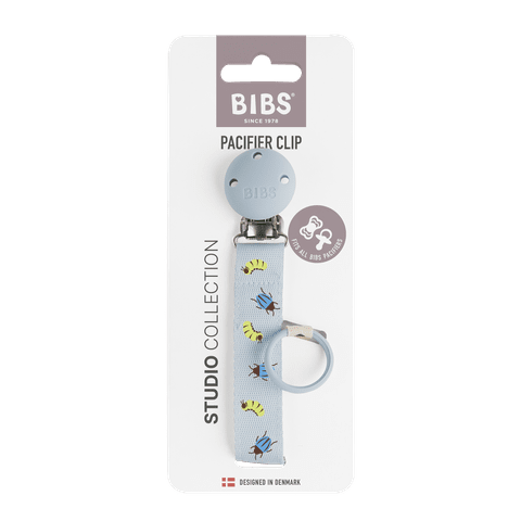 STUDIO Pacifier Clip Ribbon - Caterpillar Beetle Mix - Dusty Blue