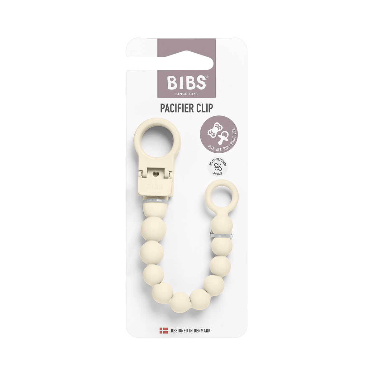 Pacifier Clip Beaded - Ivory
