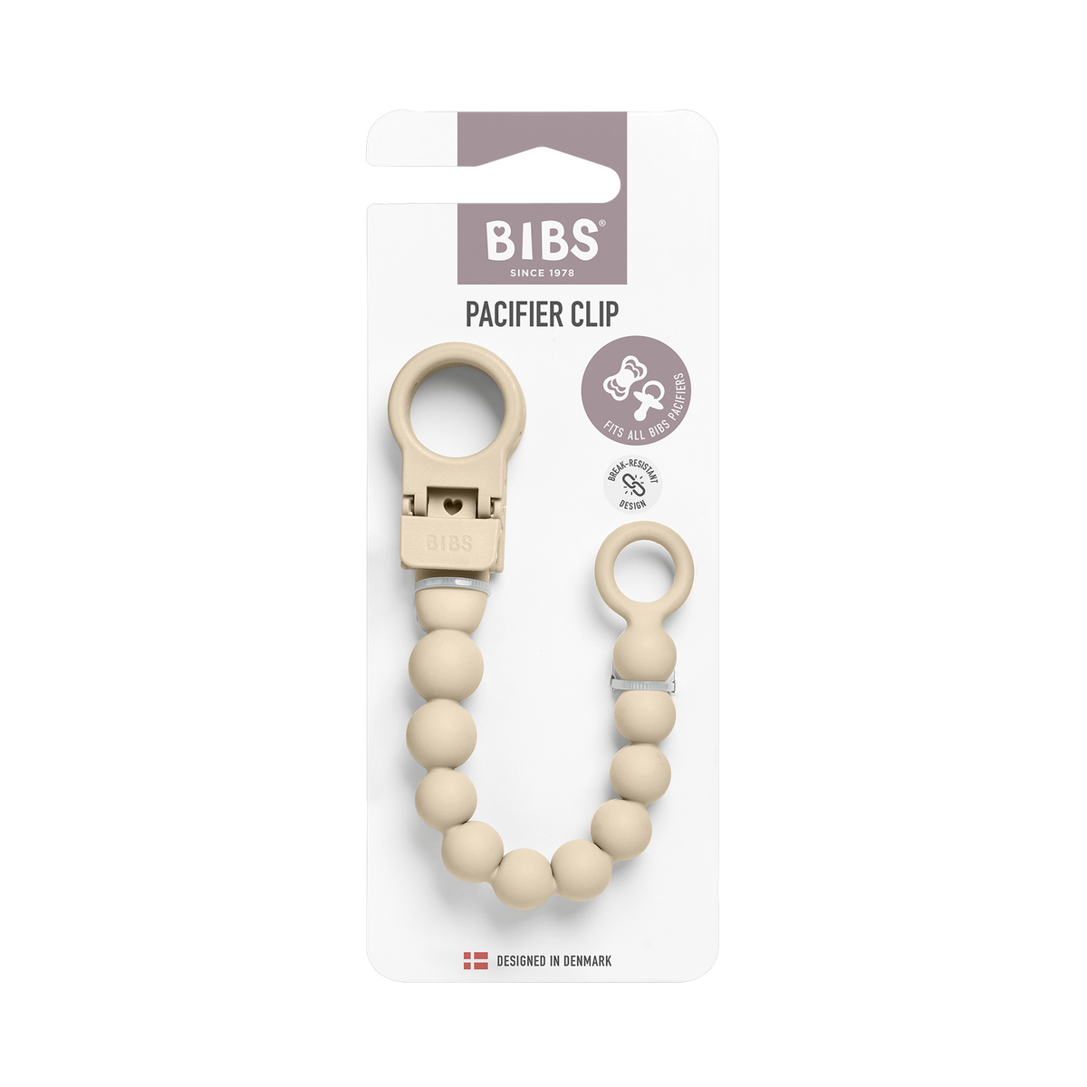 Pacifier Clip Beaded - Vanilla