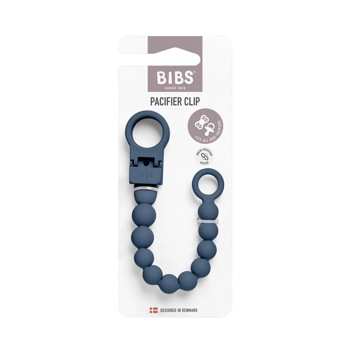Pacifier Clip Beaded - Steel Blue