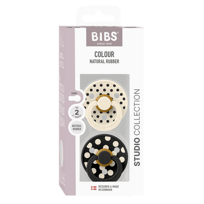 STUDIO Colour Pacifiers 2 Pack Polka - Ivory/Black