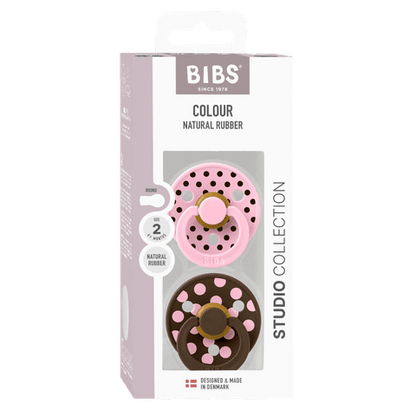 STUDIO Colour Pacifiers 2 Pack Polka - Baby Pink/Mocha