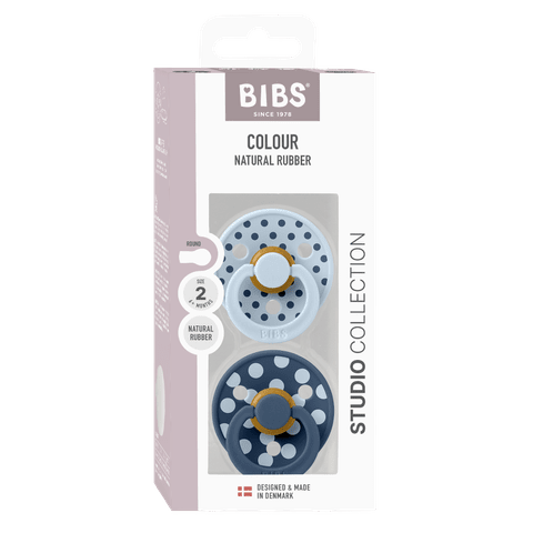 STUDIO Colour Pacifiers 2 Pack Polka - Baby Blue/Steel Blue