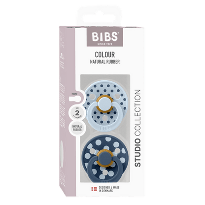 STUDIO Colour Pacifiers 2 Pack Polka - Baby Blue/Steel Blue