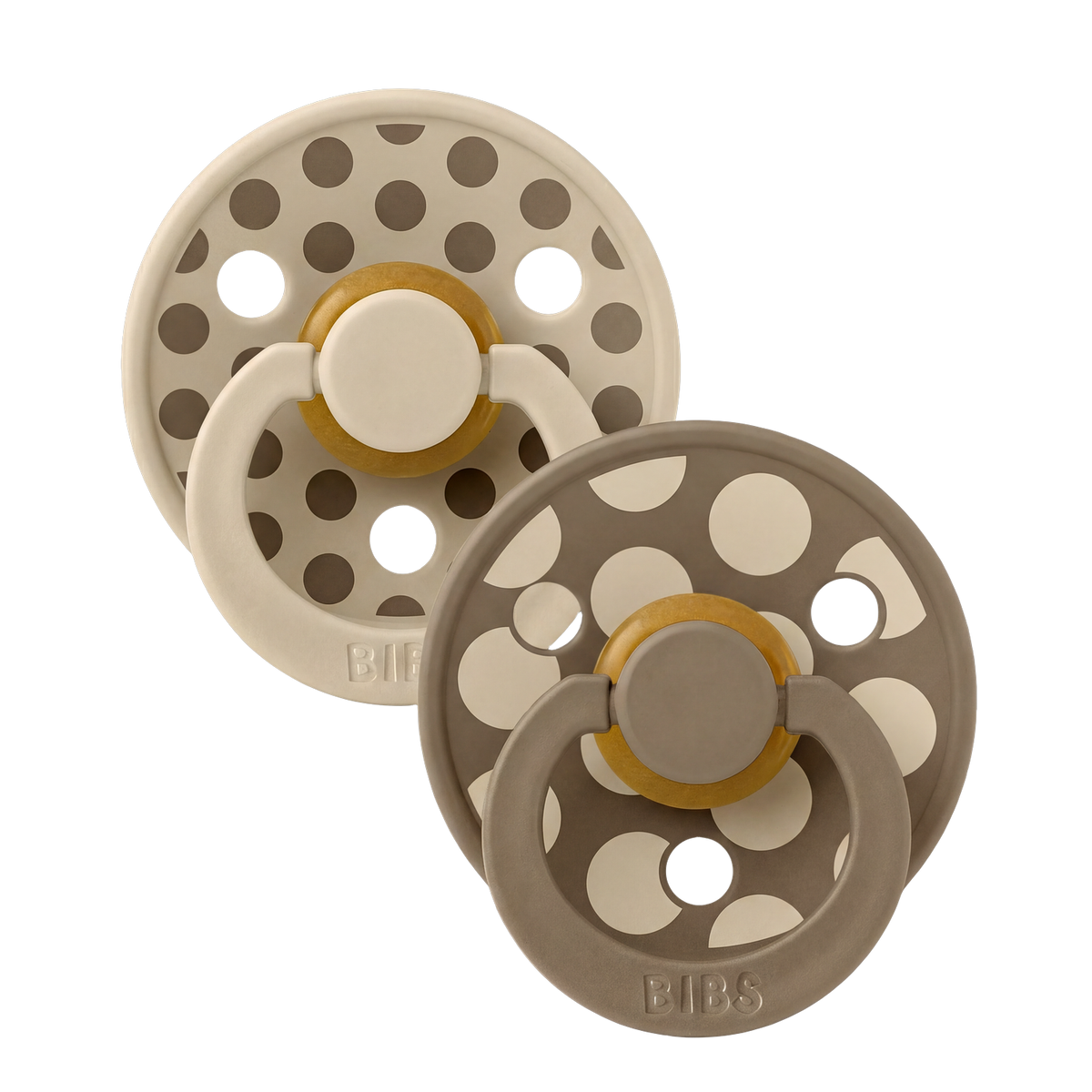 STUDIO Colour Pacifiers 2 Pack Polka - Vanilla/Dark Oak