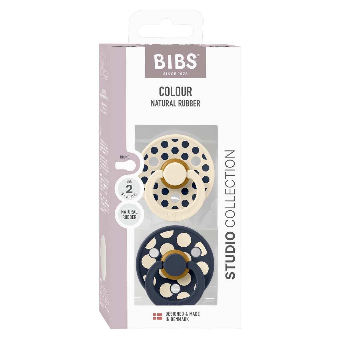 STUDIO Colour Pacifiers 2 Pack Polka - Ivory/Deep Space