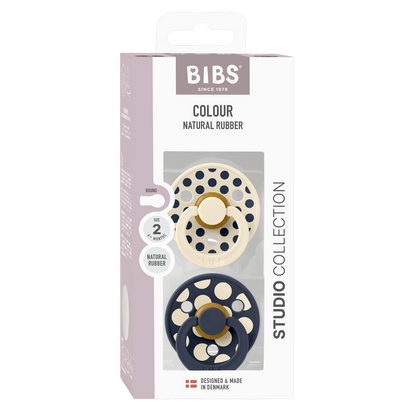 STUDIO Colour Pacifiers 2 Pack Polka - Ivory/Deep Space