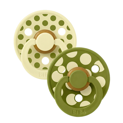 STUDIO Colour Pacifiers 2 Pack Polka - Luna/Wasabi