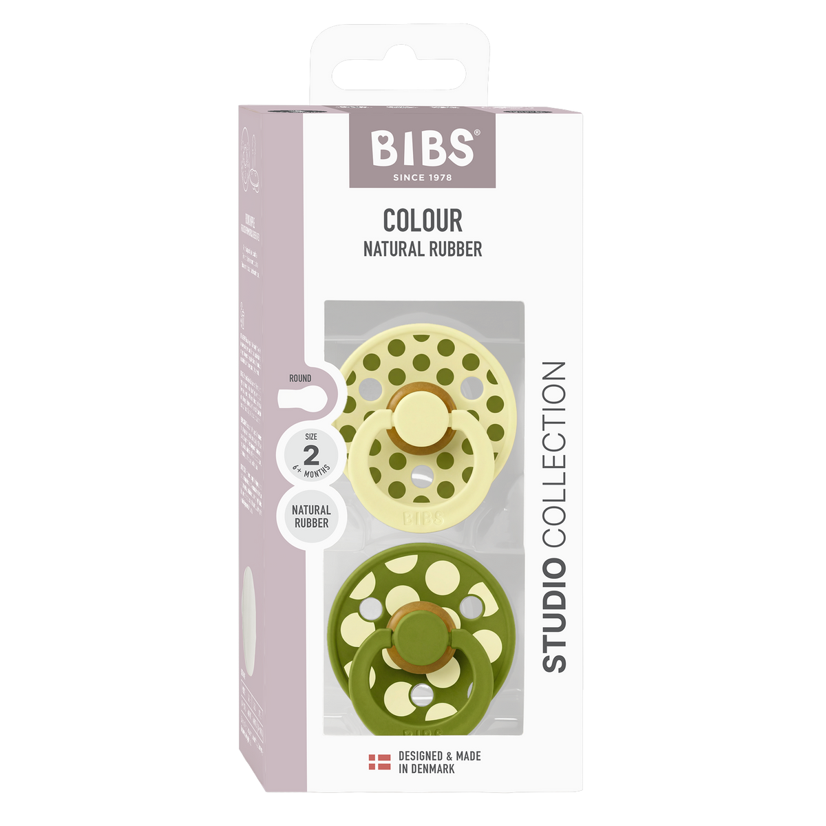 STUDIO Colour Pacifiers 2 Pack Polka - Luna/Wasabi