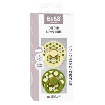 STUDIO Colour Pacifiers 2 Pack Polka - Luna/Wasabi