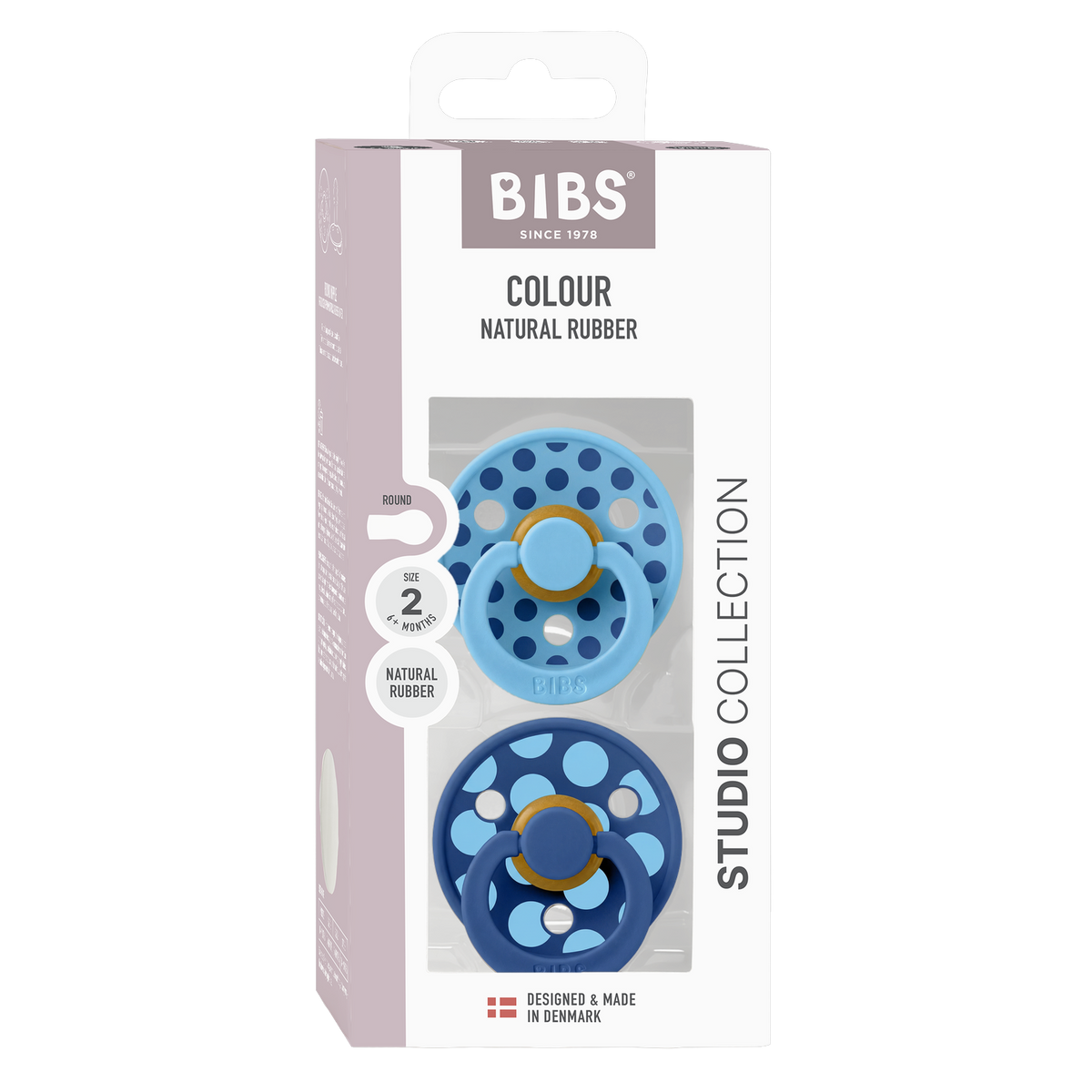 STUDIO Colour Pacifiers 2 Pack Polka - Breeze/Cornflower