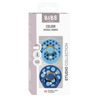 STUDIO Colour Pacifiers 2 Pack Polka - Breeze/Cornflower