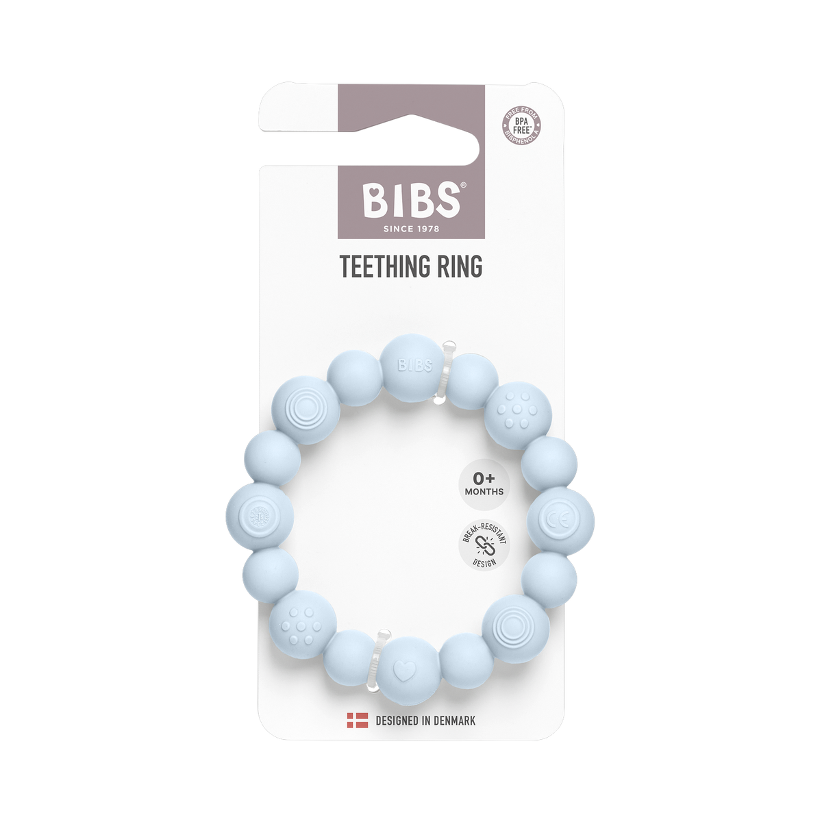 Beaded Teething Ring - Baby Blue