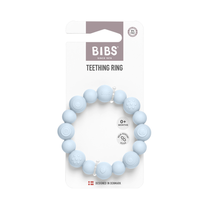 Beaded Teething Ring - Baby Blue