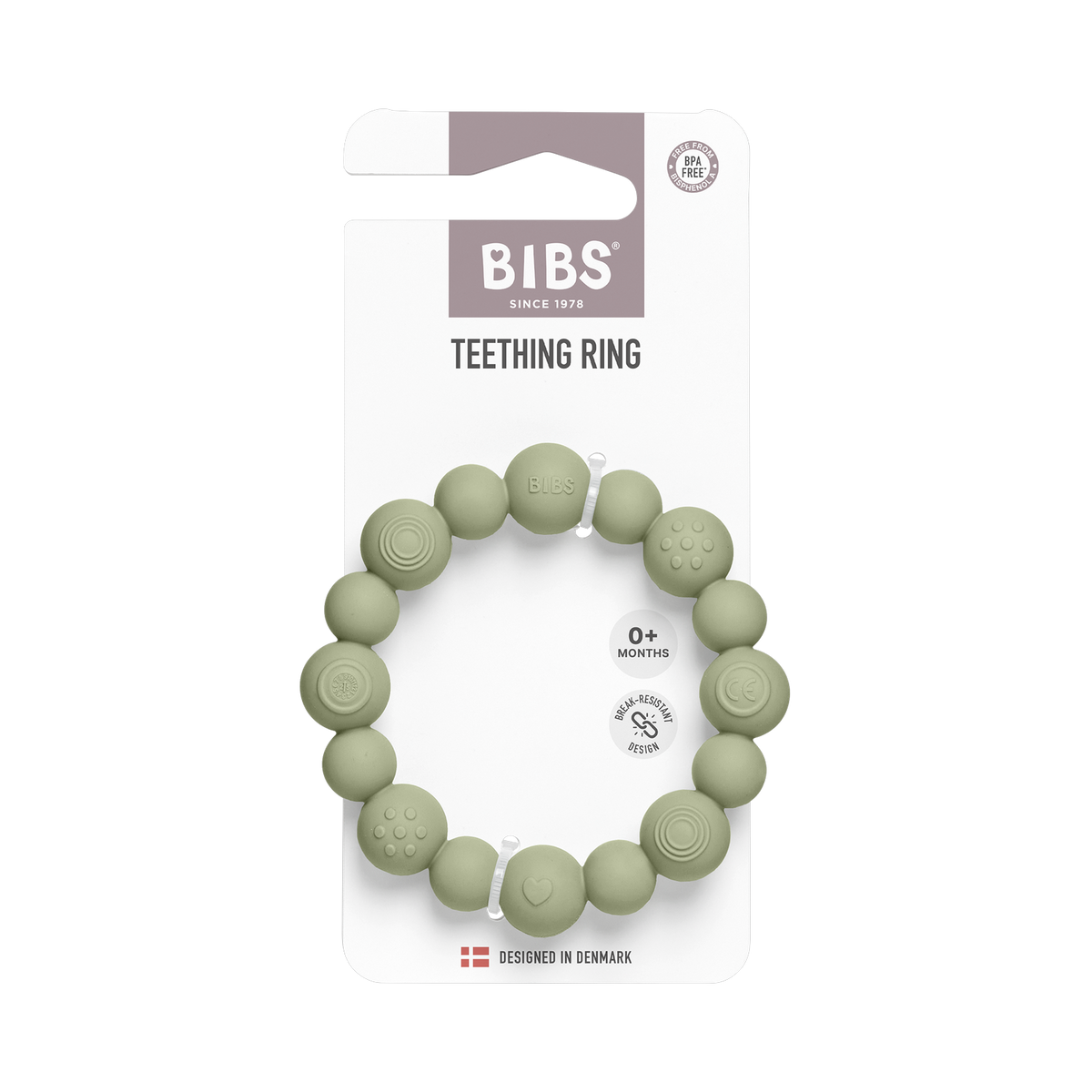 Beaded Teething Ring - Sage