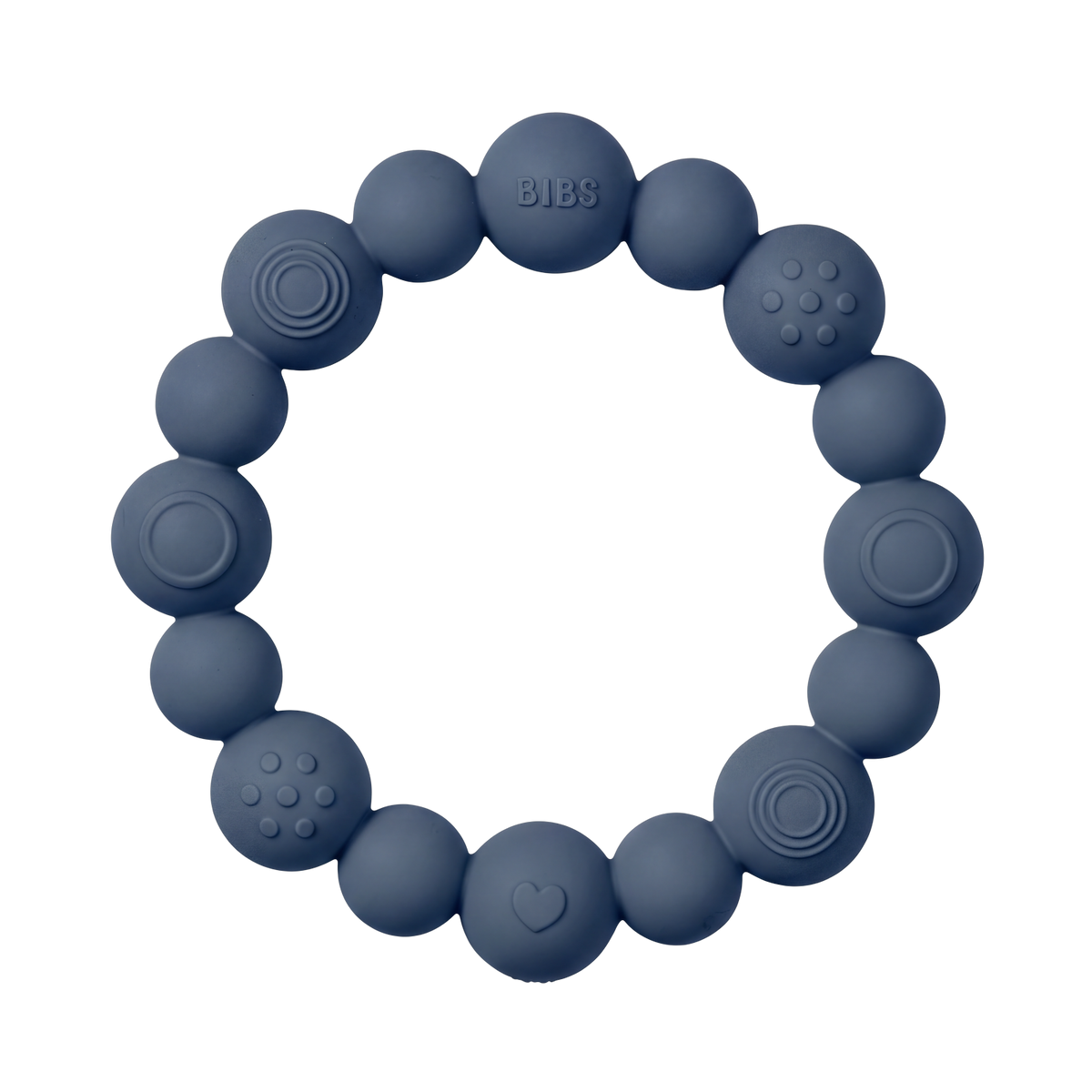 Beaded Teething Ring - Steel Blue