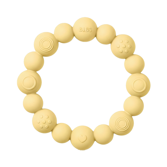 Beaded Teething Ring - Pale Butter