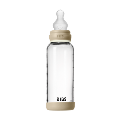 Baby Glass Bottle Glow Set 240ml Silicone - Vanilla