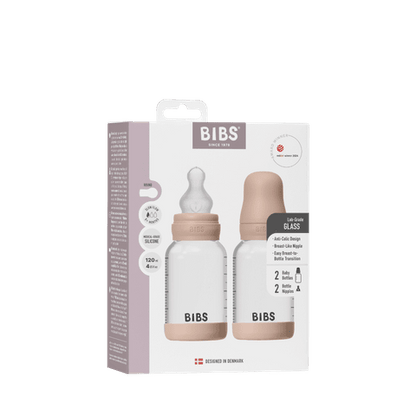 Baby Glass Bottle Set 120ml 2 Pack Silicone - Blush