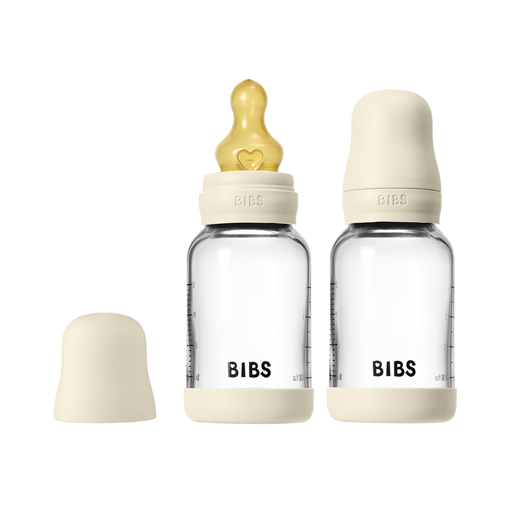 Baby Glass Bottle Set 120ml 2 Pack Latex - Ivory - BIBS