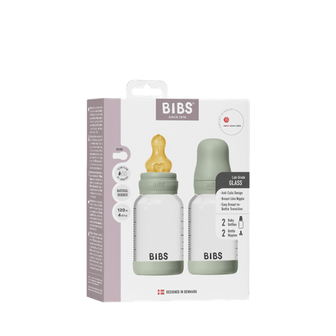 Baby Glass Bottle Set 120ml 2 Pack Latex - Sage