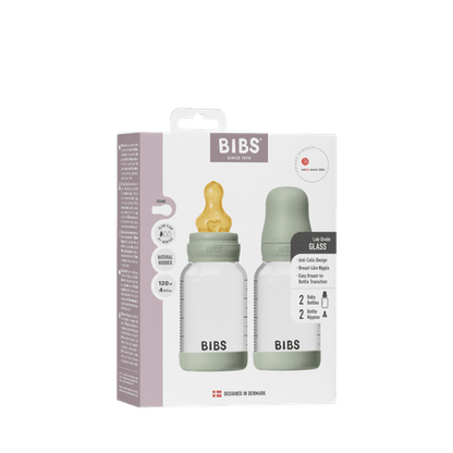 Baby Glass Bottle Set 120ml 2 Pack Latex - Sage