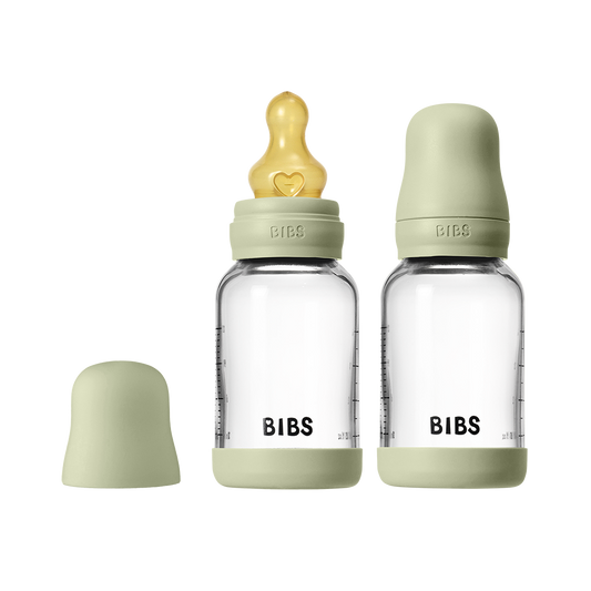 Baby Glass Bottle Set 120ml 2 Pack Latex - Sage - BIBS