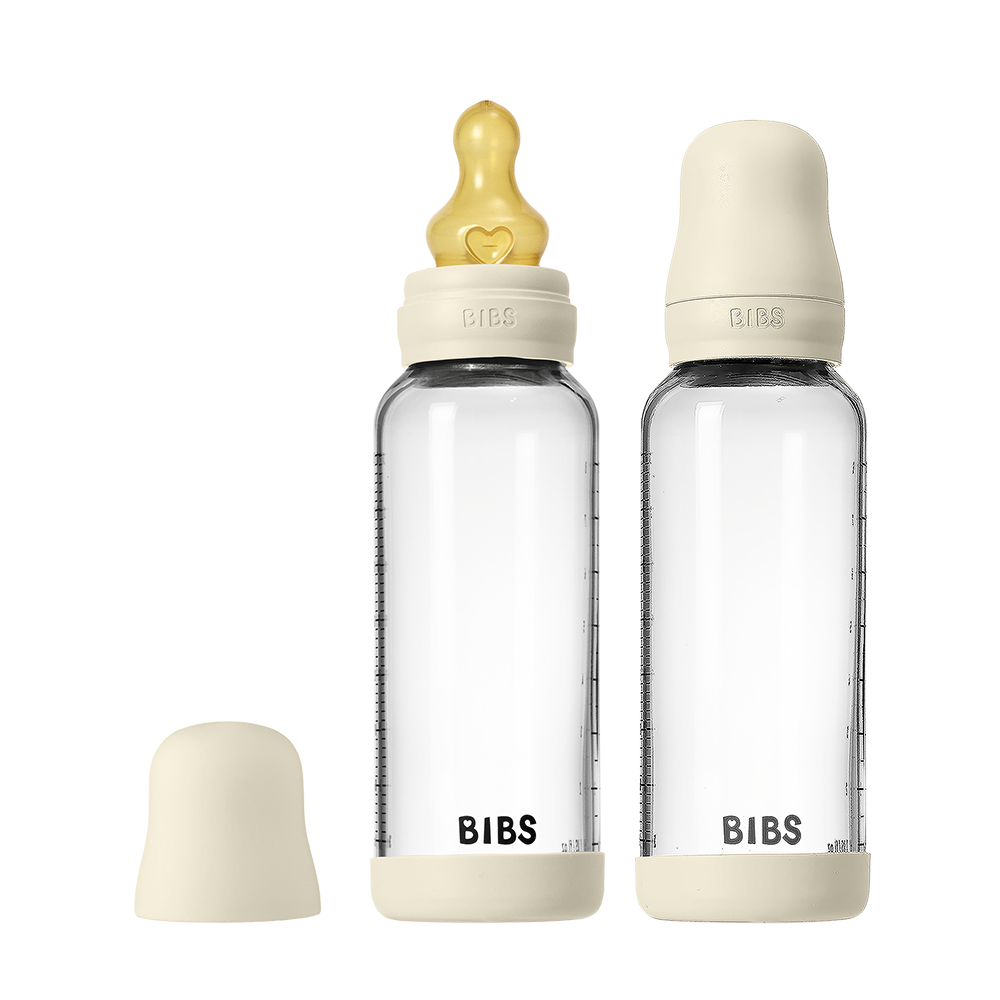 Baby Glass Bottle Set 240ml 2 Pack Latex - Ivory - BIBS