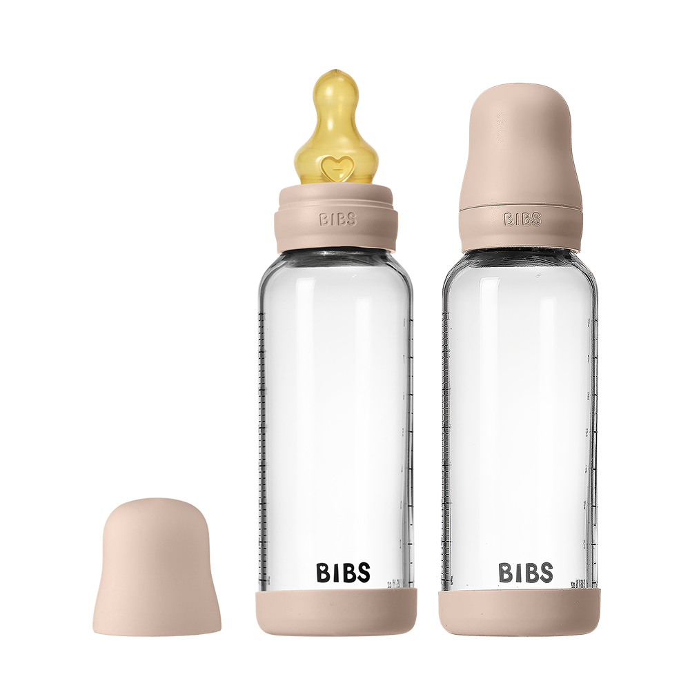 Baby Glass Bottle Set 240ml 2 Pack Latex - Blush - BIBS