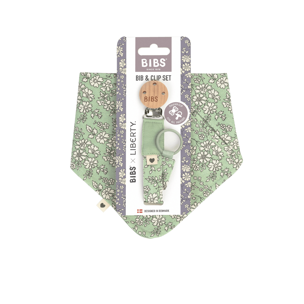 BIBS x LIBERTY Bib & Clip Set Capel - Sage - BIBS