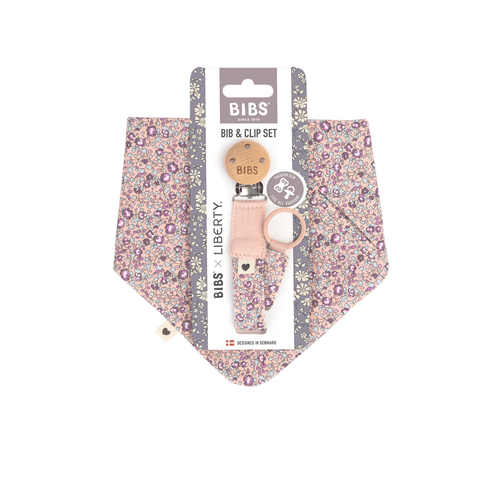 BIBS x LIBERTY Bib & Clip Set Eloise - Blush - BIBS