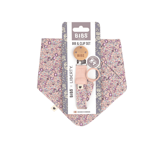 BIBS x LIBERTY Bib & Clip Set Eloise - Blush - BIBS