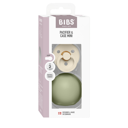Colour Pacifier And Pacifier Case Mini - Ivory/Sage