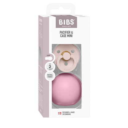 Colour Pacifier And Pacifier Case Mini - Petal/Baby Pink