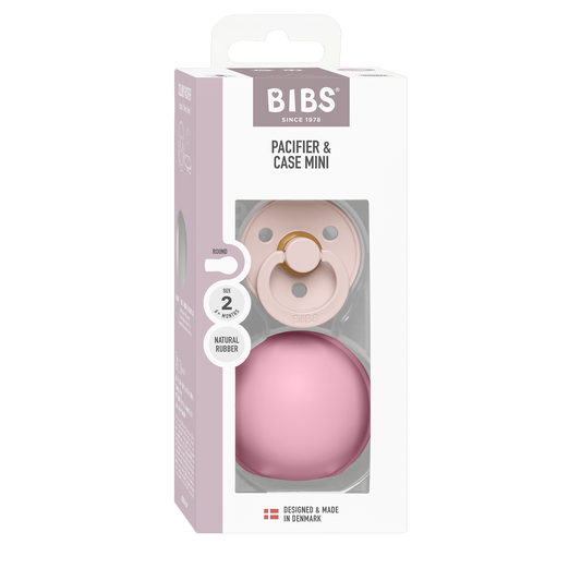 Colour Pacifier And Pacifier Case Mini - Petal/Baby Pink