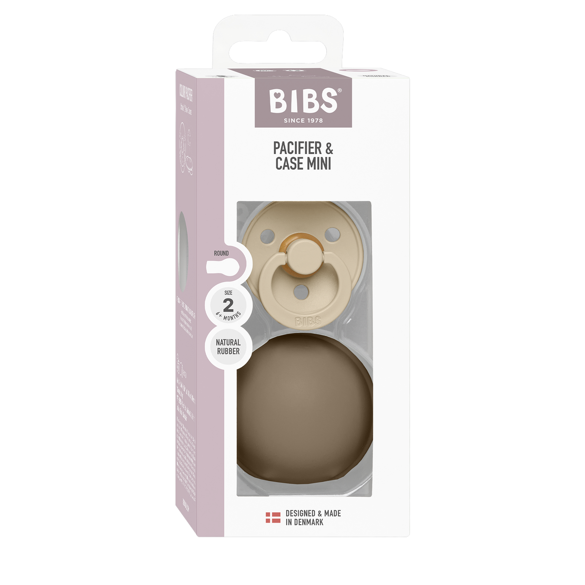 Colour Pacifier And Pacifier Case Mini - Vanilla/Dark Oak