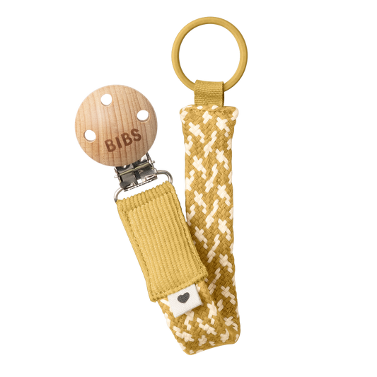 BIBS Pacifier Clip Mustard/Ivory/Vanilla
