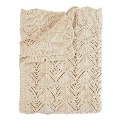Knitted Blanket Wavy - Ivory - BIBS
