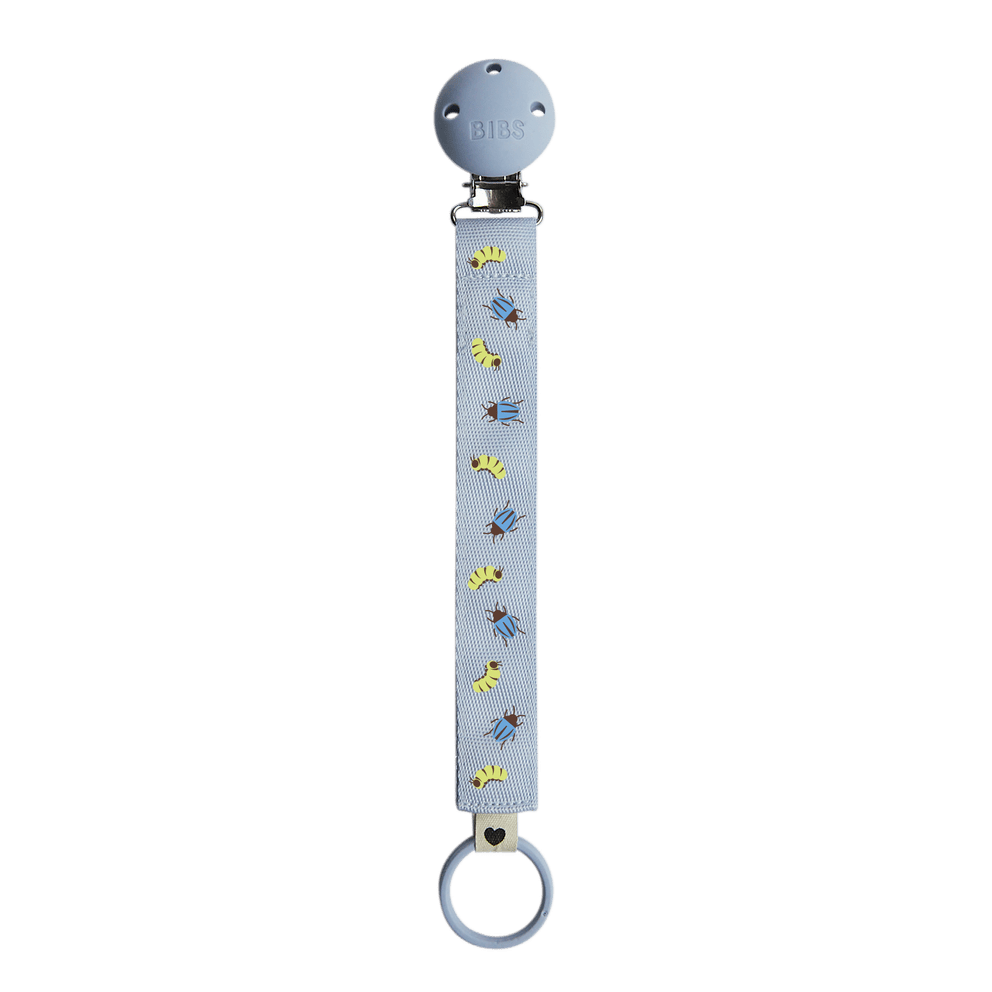 STUDIO Pacifier Clip Ribbon - Caterpillar Beetle Mix - Dusty Blue
