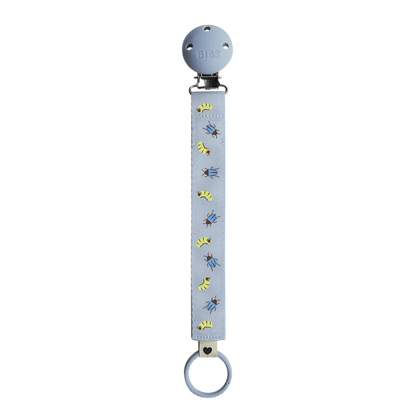 STUDIO Pacifier Clip Ribbon - Caterpillar Beetle Mix - Dusty Blue