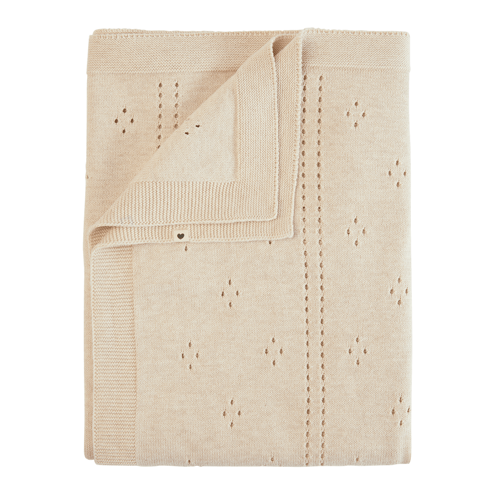 Knitted Blanket Pointelle - Ivory - BIBS