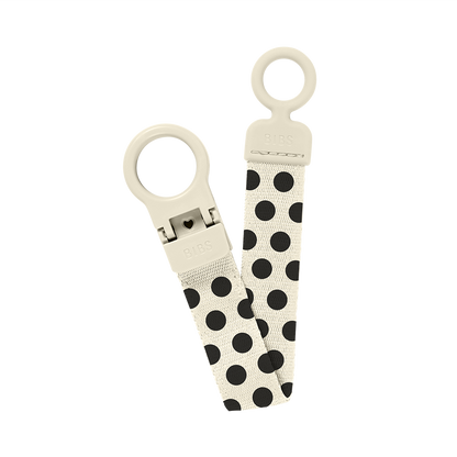 STUDIO Pacifier Clip Loop Polka - Ivory/Black