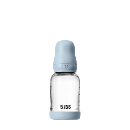 Baby Glass Bottle Set 4oz Silicone - Baby Blue