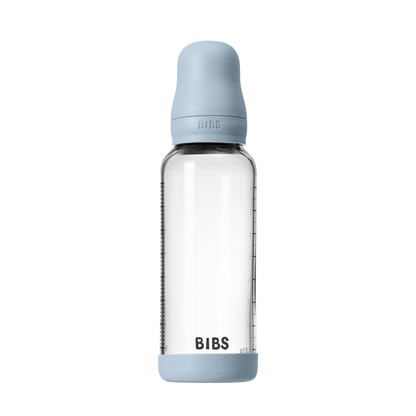 Baby Glass Bottle Set 8oz Silicone - Baby Blue