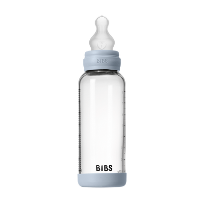 Baby Glass Bottle Set 8oz Silicone - Baby Blue