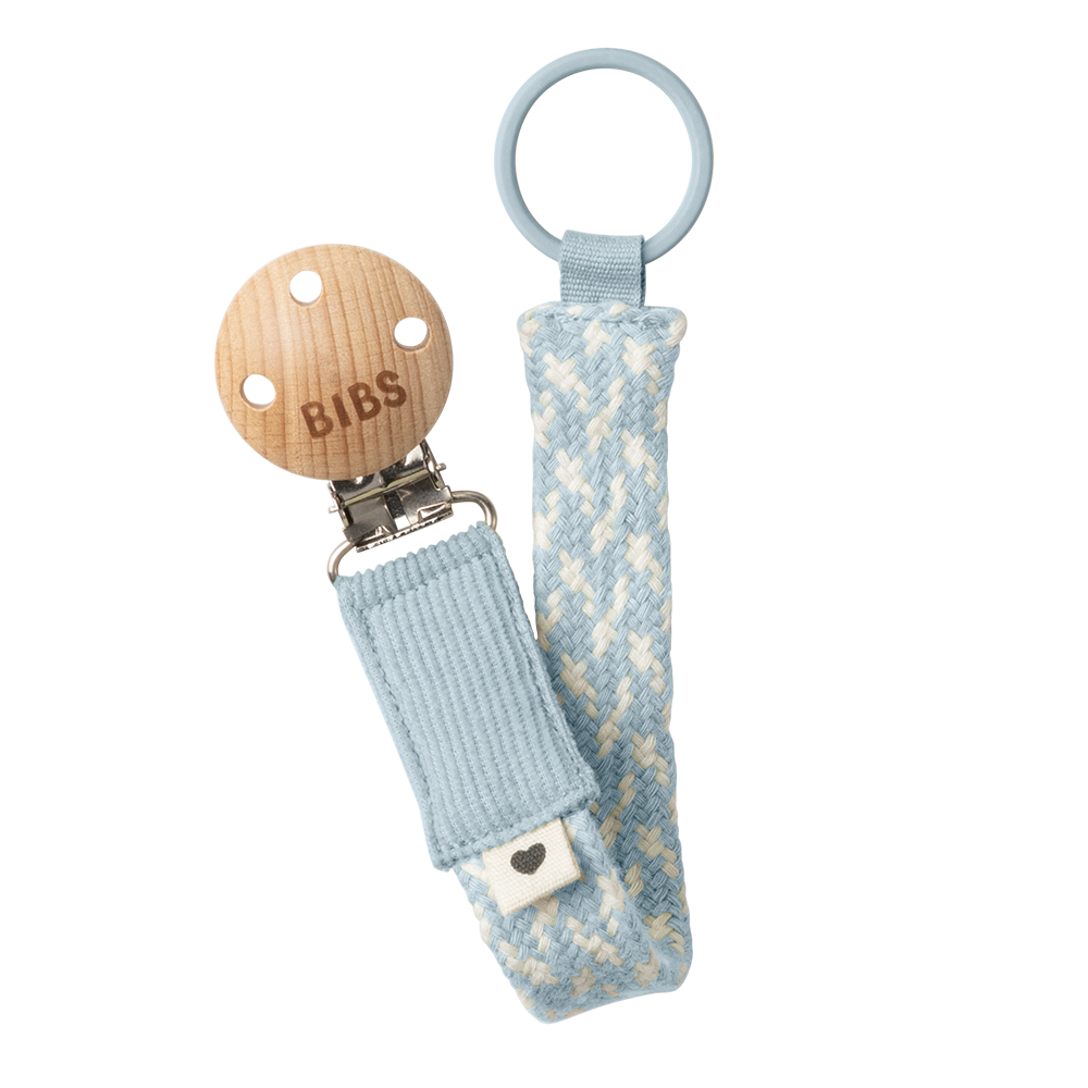 Pacifier Clip Baby Blue/Ivory