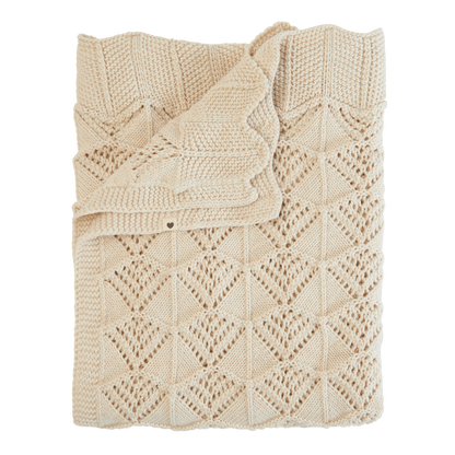 Knitted Blanket Wavy Ivory