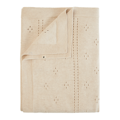 Knitted Blanket Pointelle Ivory